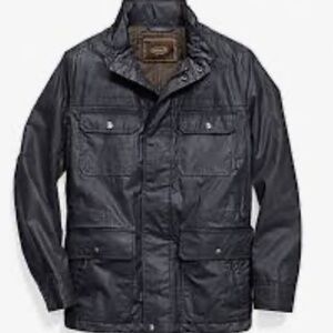 NEW Coach Large Men's Wax Cotton Field Jacket Utility Coat Hood Navy Blue